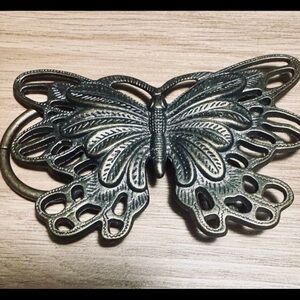 Butterfly Metal Belt Buckle - Antique Brass Tone Larp Fairy Costume